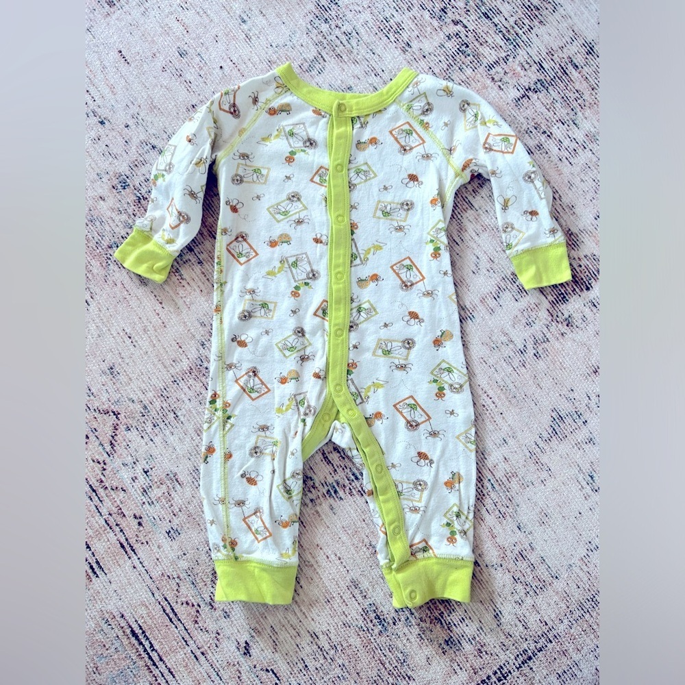 Koala Kids Green and White Footie Pajamas with Playful Patterns